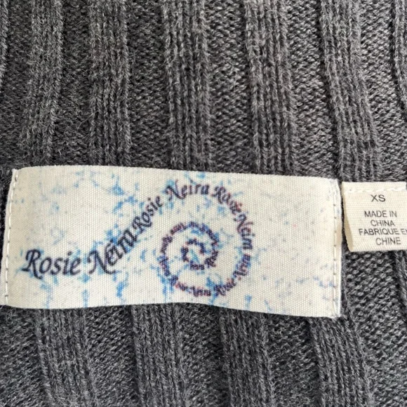 Rosie Neim Gray Ribbed Knit Women's Top Size XS (#2058) - Picture 5 of 6